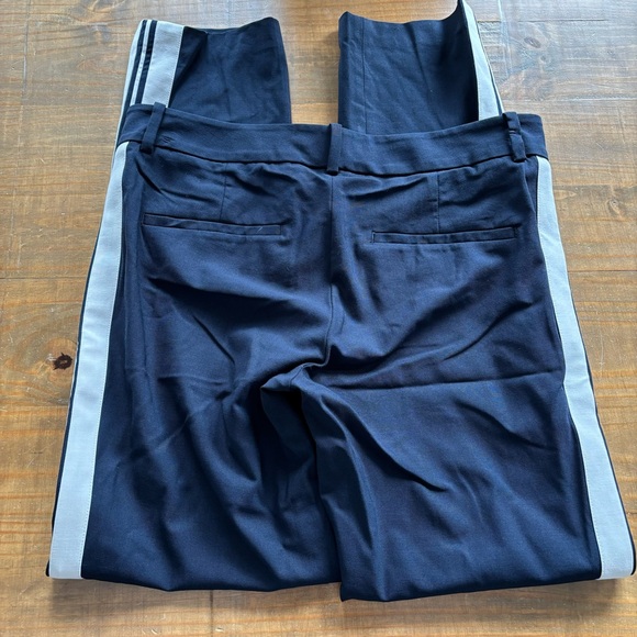 VINCE Side Stripe Wool Stretch Trouser Pants-Navy Blue/Ivory-Women's Size 4 - Picture 6 of 8